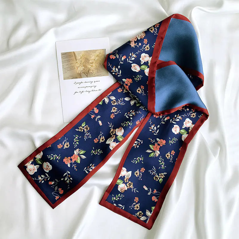 Chic Korean Silk Floral Scarf