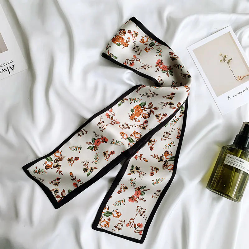 Chic Korean Silk Floral Scarf