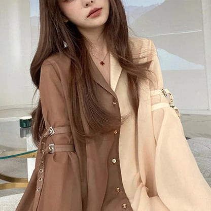 Elegant Harajuku Korean Casual Aesthetic Shirt Dress