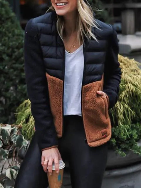 Chic Patchwork British Down Jacket