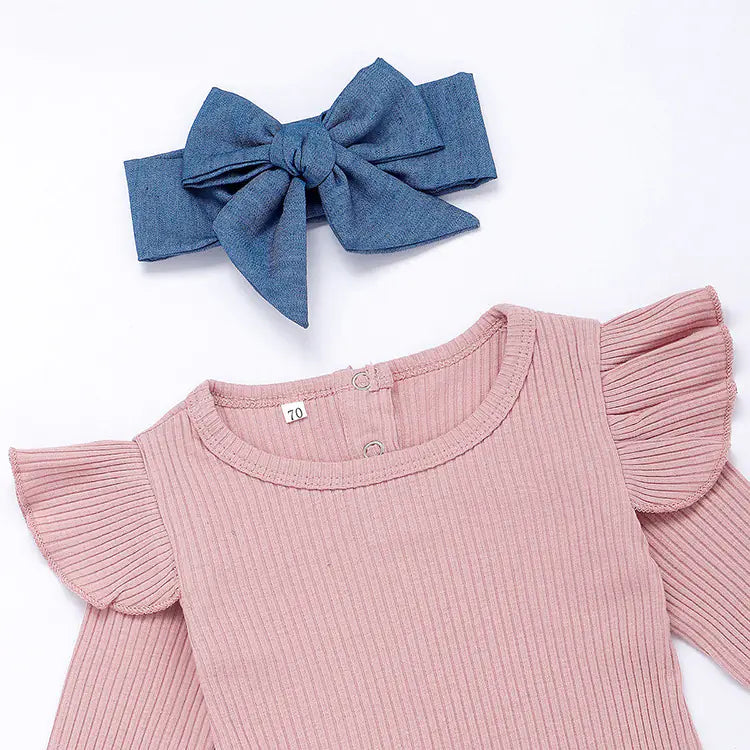 2019 New Baby Long Sleeve Triangle Bodysuit Set