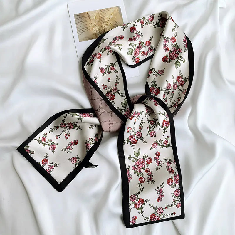 Chic Korean Silk Floral Scarf