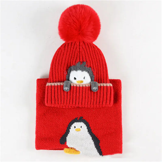 Kids Knitted Winter Hat & Scarf Set