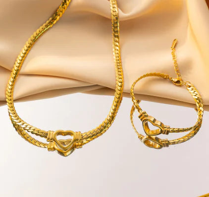Elegant Gold-Plated Heart Set