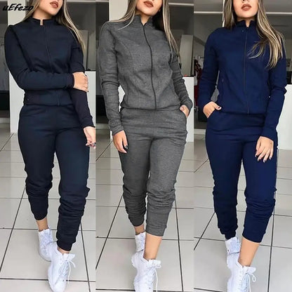 Women's Casual Sports Set - Hooded Long Sleeve Outfit