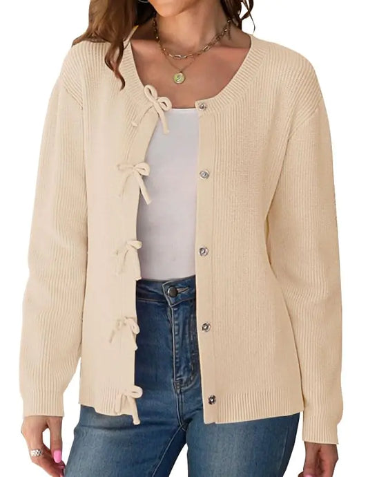 Chic Bowtie Knit Cardigan
