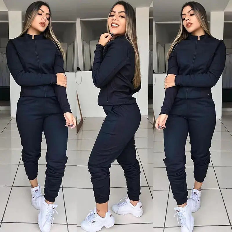 Women's Casual Sports Set - Hooded Long Sleeve Outfit