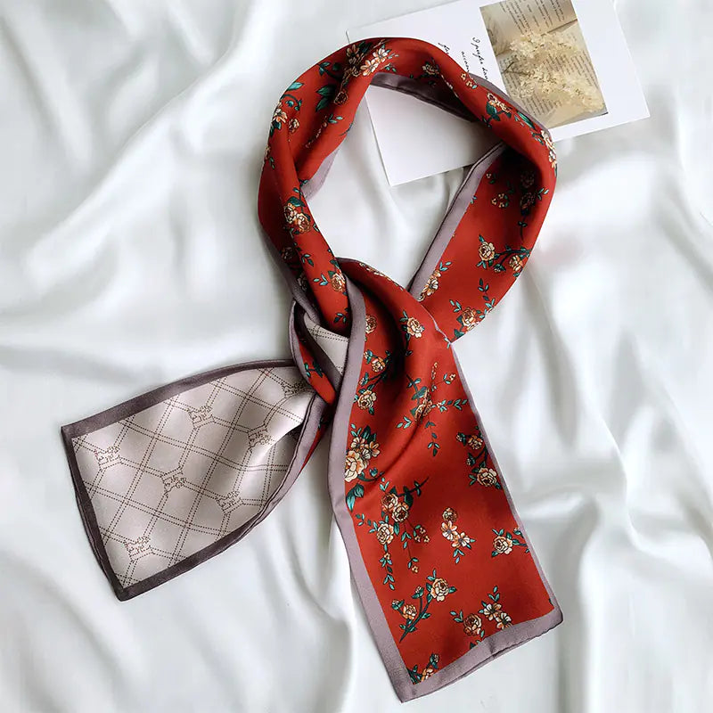 Chic Korean Silk Floral Scarf
