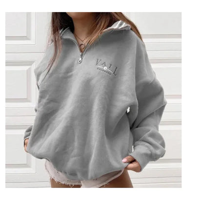 Ladies Casual Loose Stand-Collar Sweatshirt