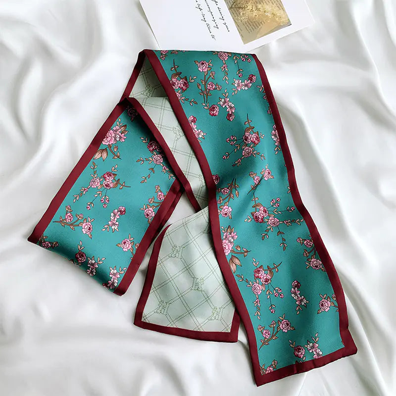 Chic Korean Silk Floral Scarf