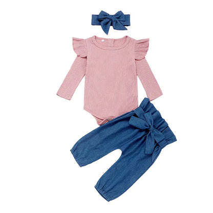 2019 New Baby Long Sleeve Triangle Bodysuit Set