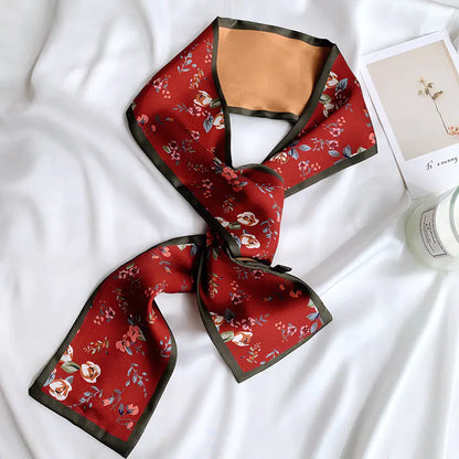 Chic Korean Silk Floral Scarf