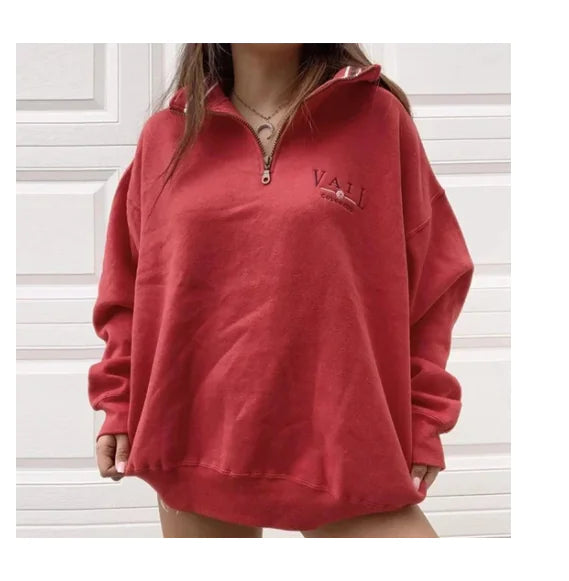 Ladies Casual Loose Stand-Collar Sweatshirt
