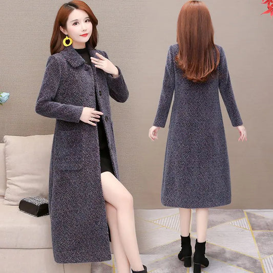 Chic Mid-Length Fleece Mink Coat for Women