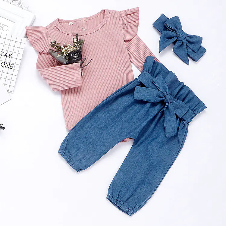 2019 New Baby Long Sleeve Triangle Bodysuit Set