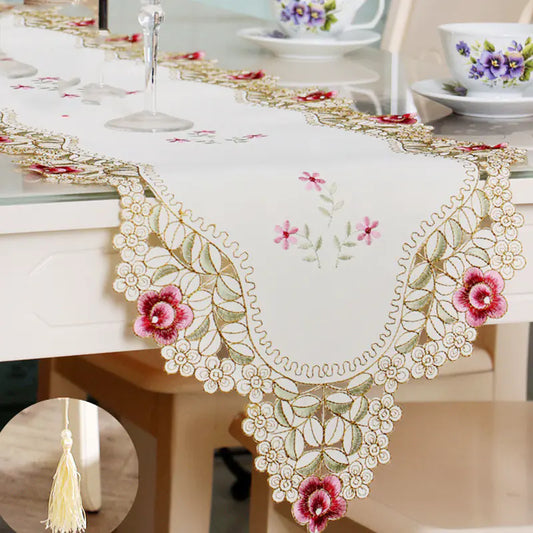 Chic Embroidered Polyester Table Runner