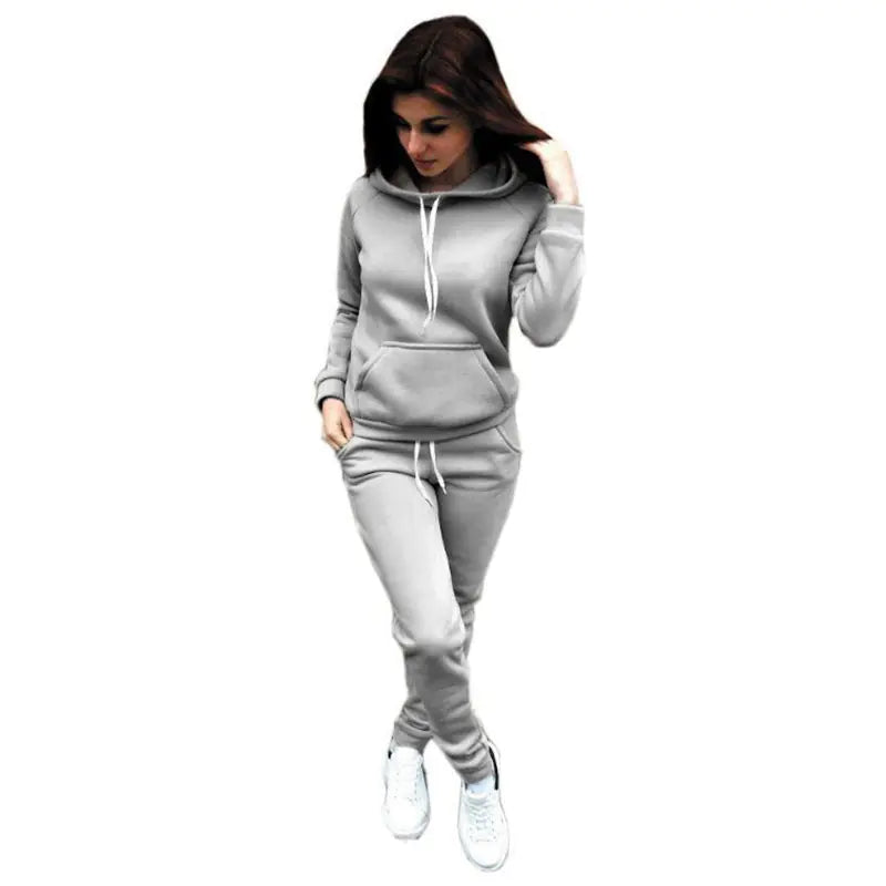 Women's Casual Sports Set - Hooded Long Sleeve Outfit