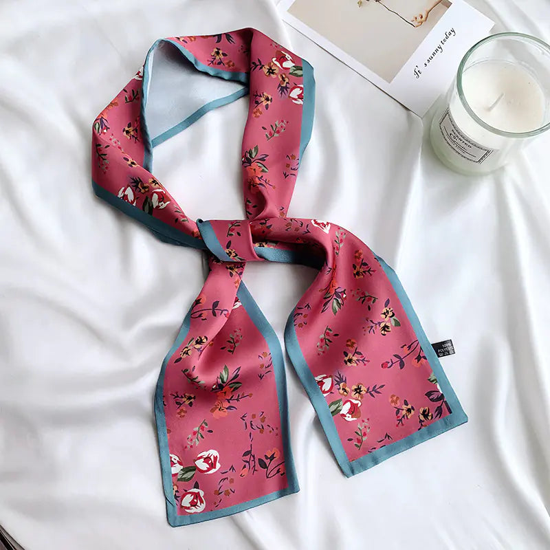 Chic Korean Silk Floral Scarf