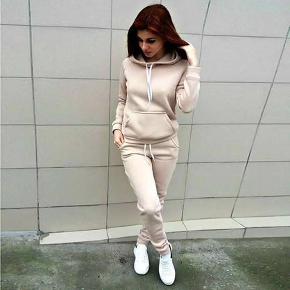 Women's Casual Sports Set - Hooded Long Sleeve Outfit