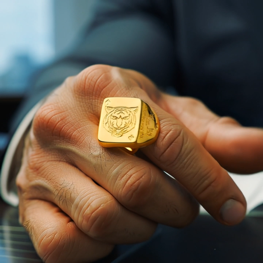 Trendy Silver Spade Ring - Chinese Zodiac Tiger Year