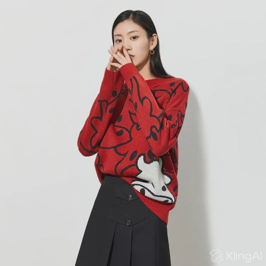 2021 Spring Women's Colorblock Sweater in Lazy Style