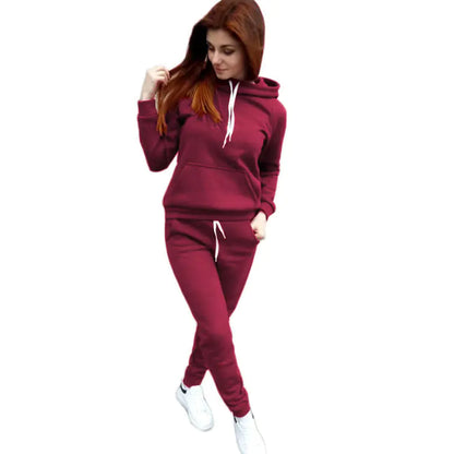 Women's Casual Sports Set - Hooded Long Sleeve Outfit